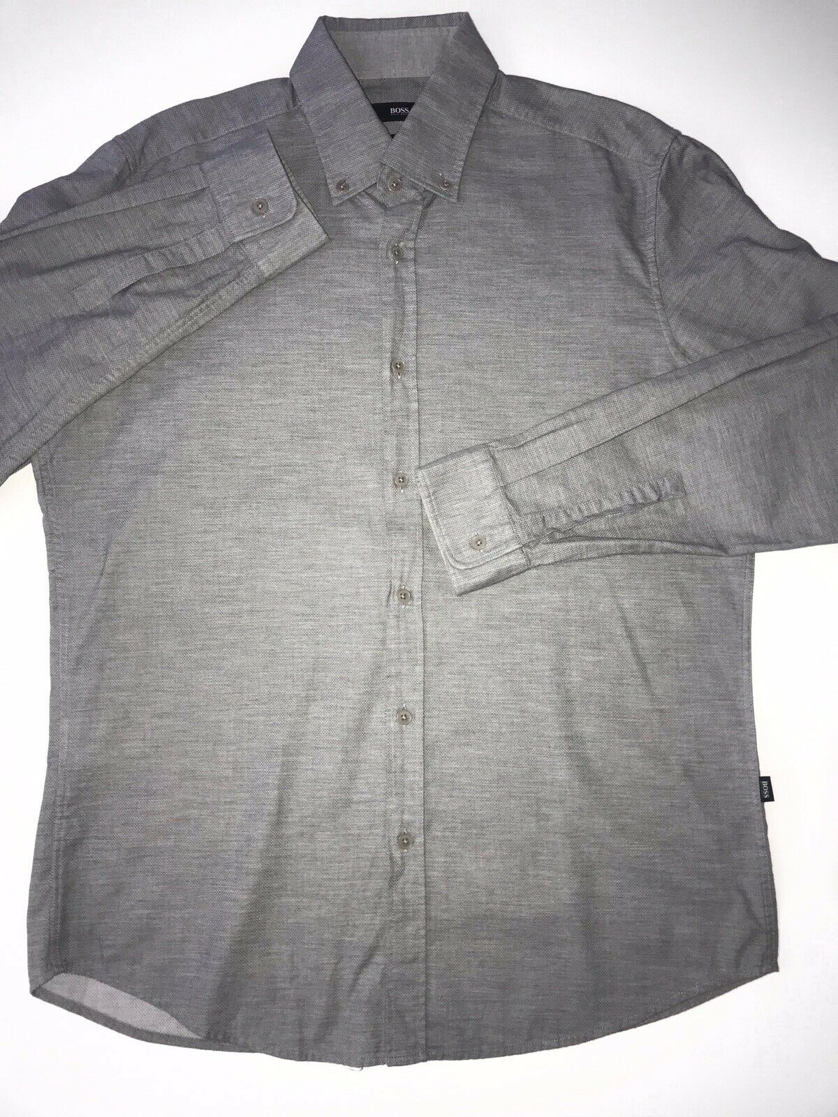 NWT $165 Hugo BossLeonard2 Mens Regular Fit Cotton Gray Dress Shirt Large