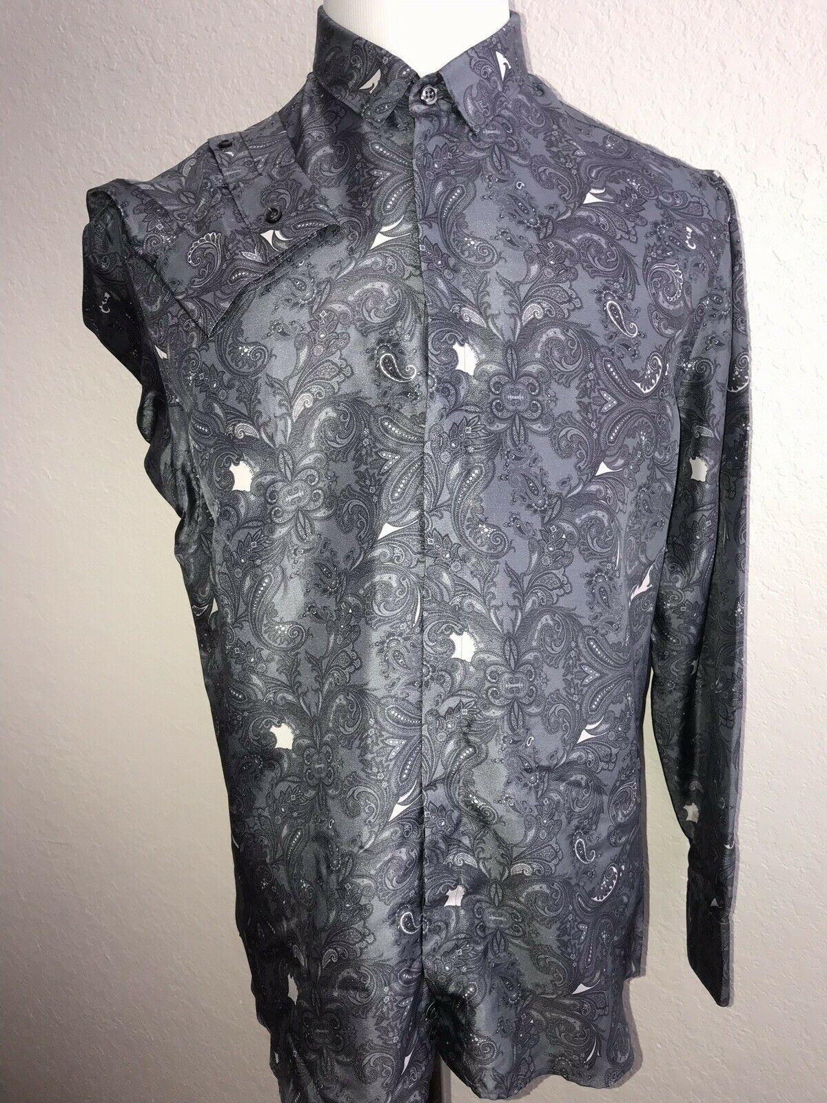 NWT $675 Emporio Armani Men's Gray Silk Dress Shirt Size 38/15 T1CC2T