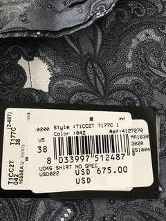 NWT $675 Emporio Armani Men's Gray Silk Dress Shirt Size 38/15 T1CC2T