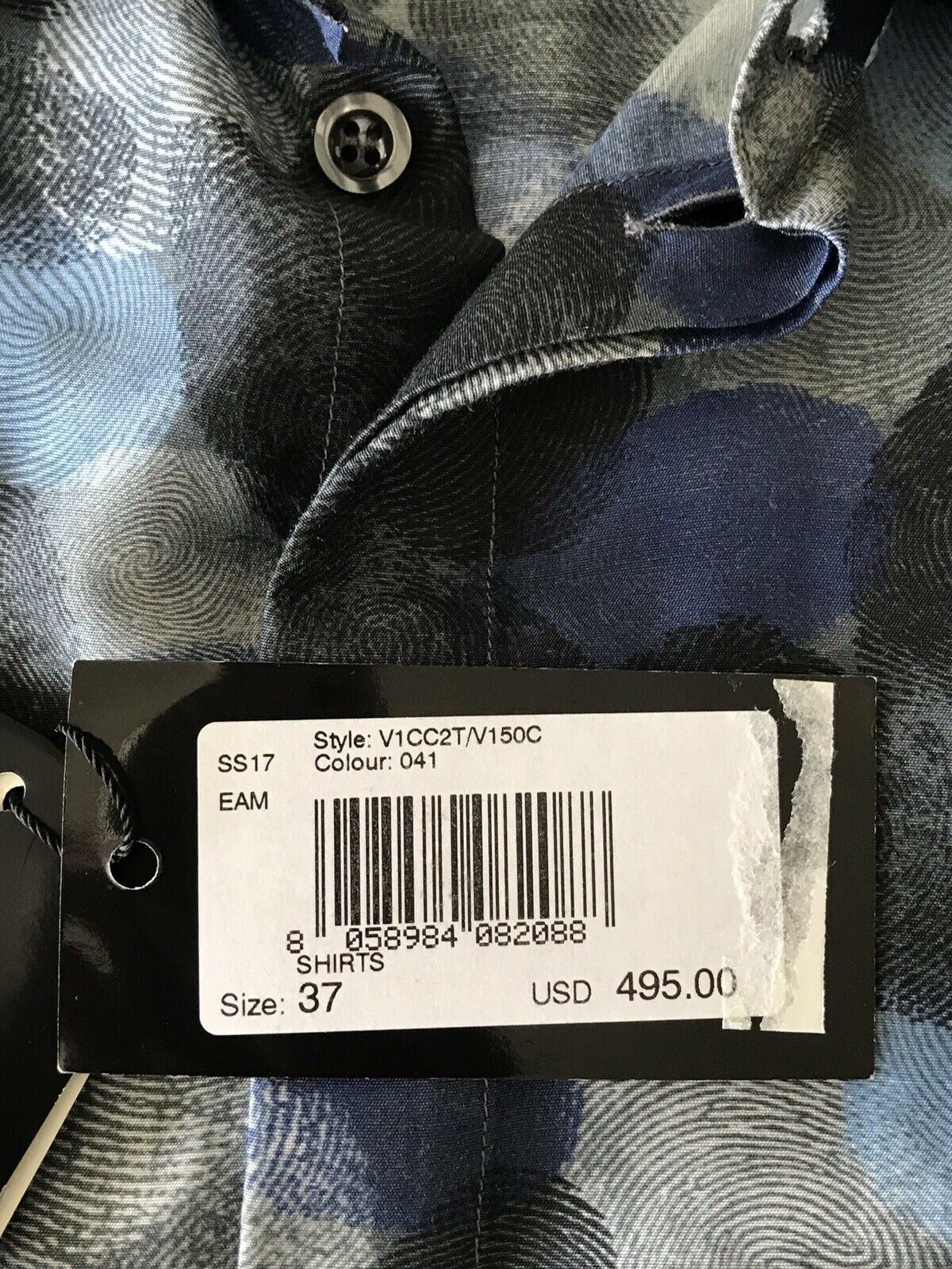 NWT $495 Emporio Armani Men's Gray and Blue Dress Shirt Size 37/14.5 V1CC2T