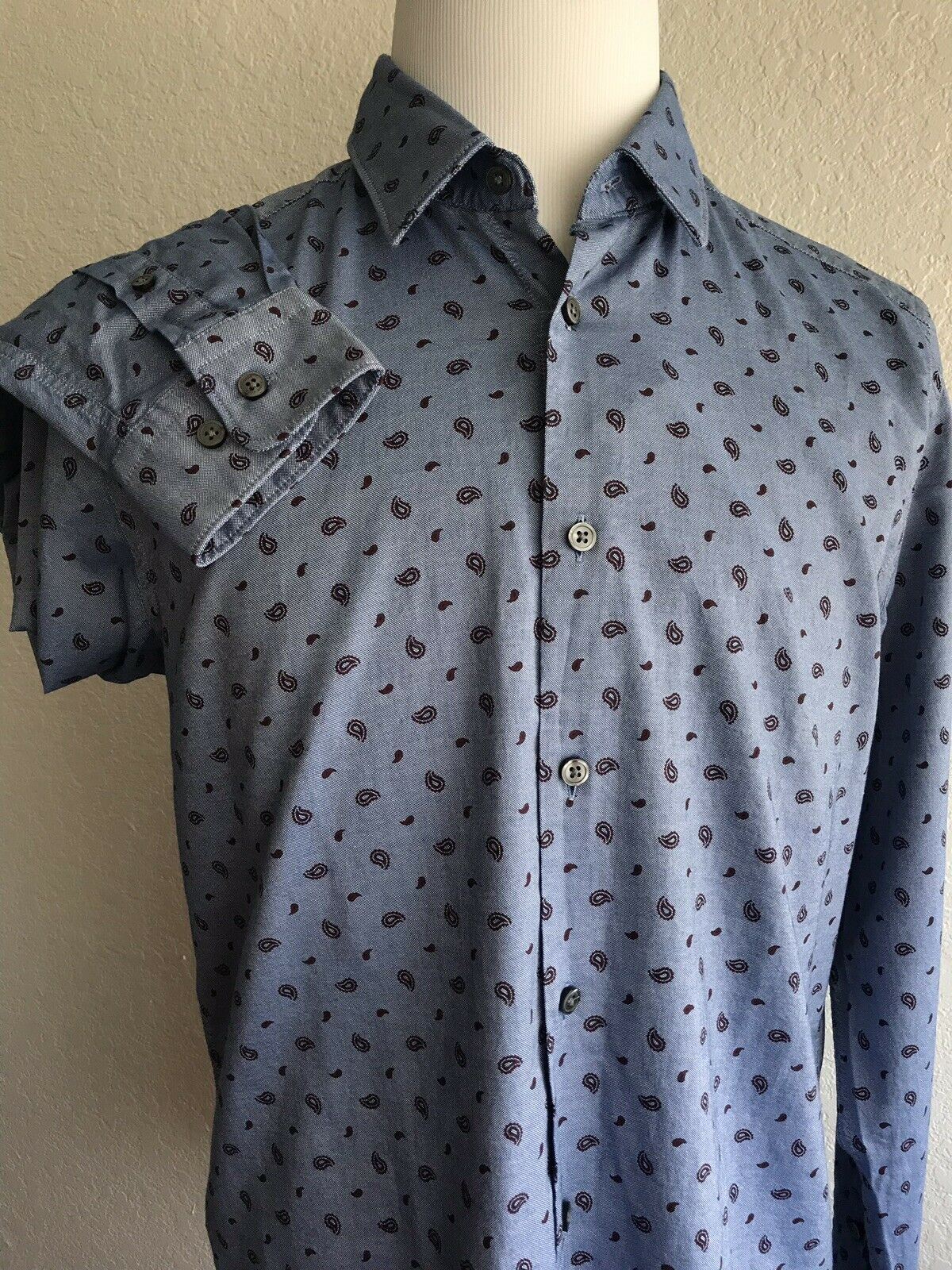 NWT $148 Hugo Boss Lucas Mens Regular Fit Cotton Blue Dress Shirt Size 2XL