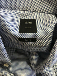 Мужская синяя классическая рубашка приталенного кроя Hugo Boss NWT, размер 42/16,5, размер 42/16,5, $200