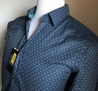 Neu mit Etikett: 138 $ Hugo Boss Herren-Hemd aus Baumwolle in Blau, Größe S