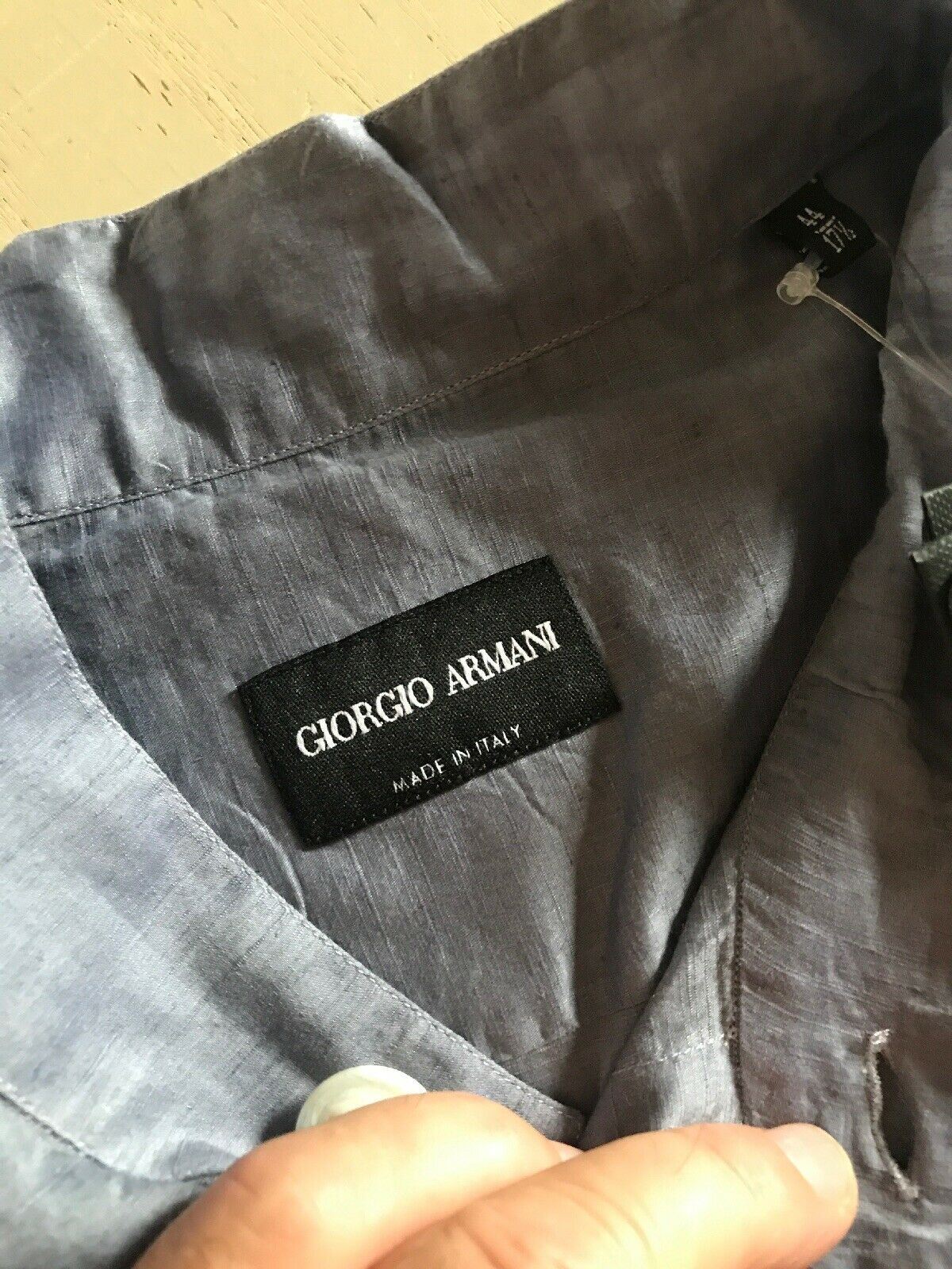 NWT $825 Giorgio Armani Мужская синяя классическая рубашка 44/17,5 Италия 