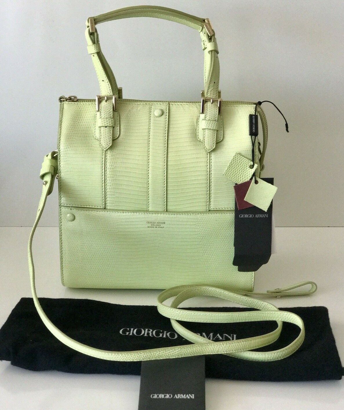 NWT $6225 Giorgio Armani Milano Bauletto Piccolo Lizard Leather Handbag Italy