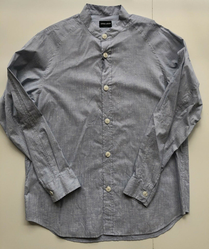 NWT $625 Giorgio Armani Light Korean-Necked Blue Dress Shirt Size 42/16.5 WSC6LT