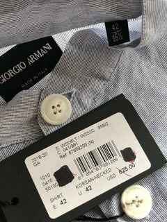 NWT $625 Giorgio Armani Light Korean-Necked Blue Dress Shirt Size 42/16.5 WSC6LT