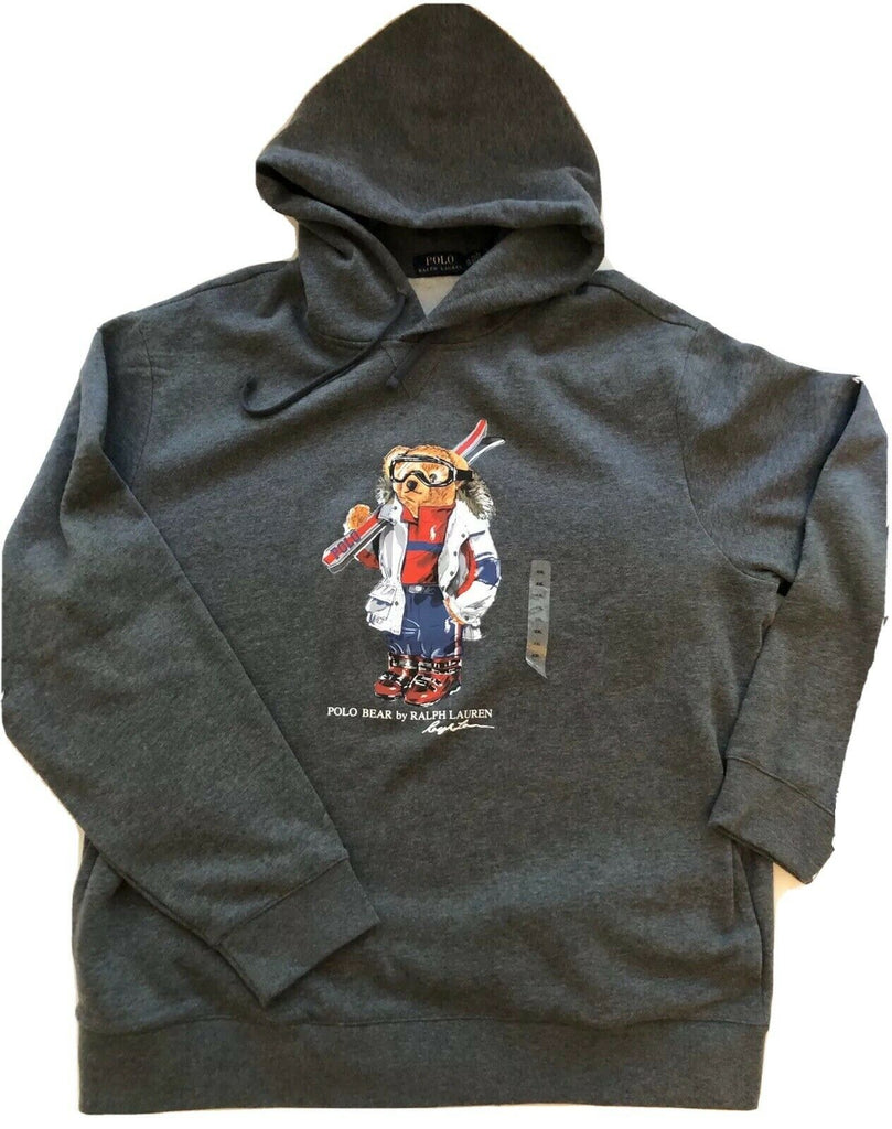 Neu mit Etikett: 99,99 $ Polo Ralph Lauren Bear Grauer Pullover mit Kapuze 2XL