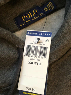 Neu mit Etikett: 99,99 $ Polo Ralph Lauren Bear Grauer Pullover mit Kapuze 2XL