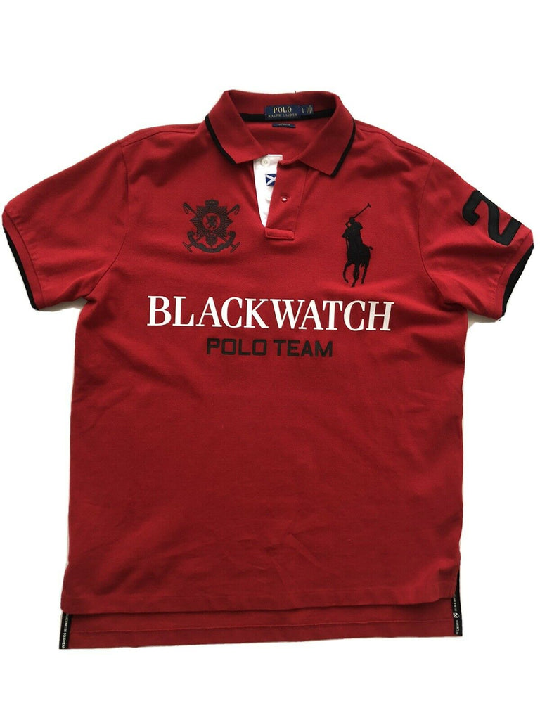Polo Ralph Lauren Blackwatch Rotes Poloshirt mit individueller Passform L