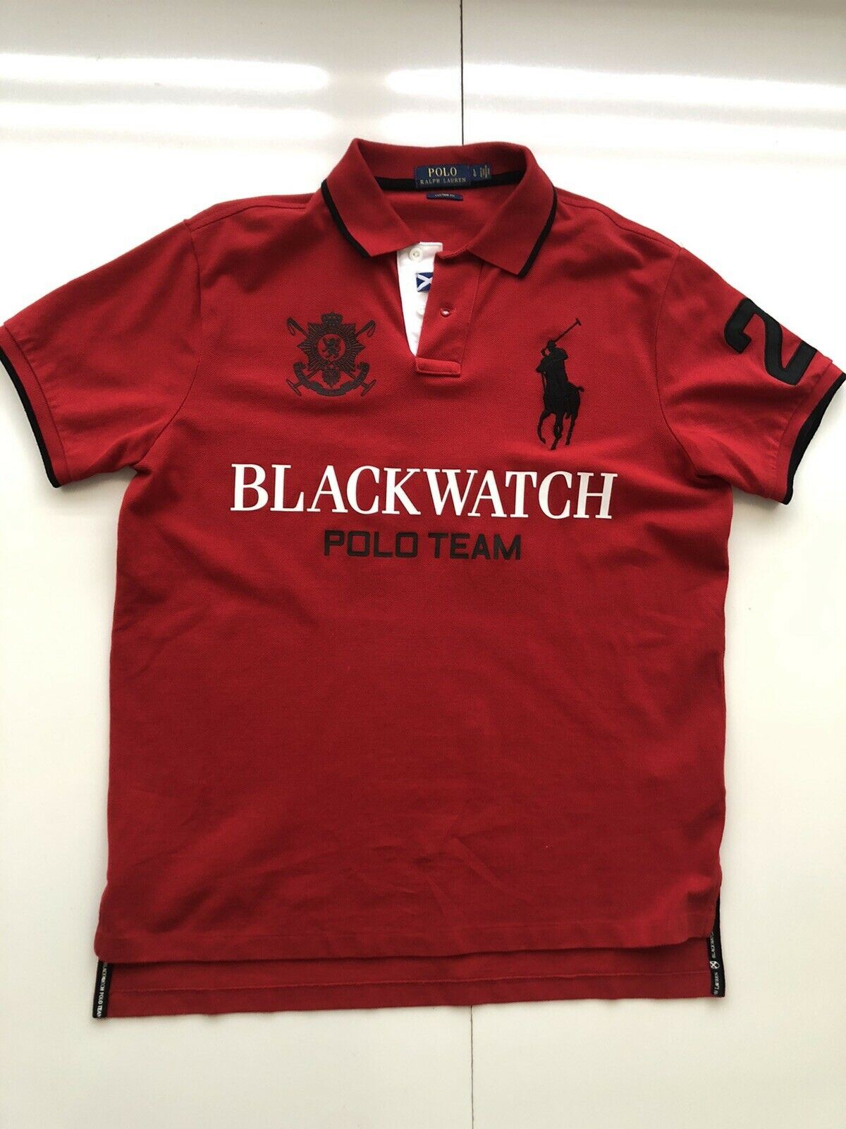 Polo Ralph Lauren Blackwatch Red Polo Custom Fit Shirt L