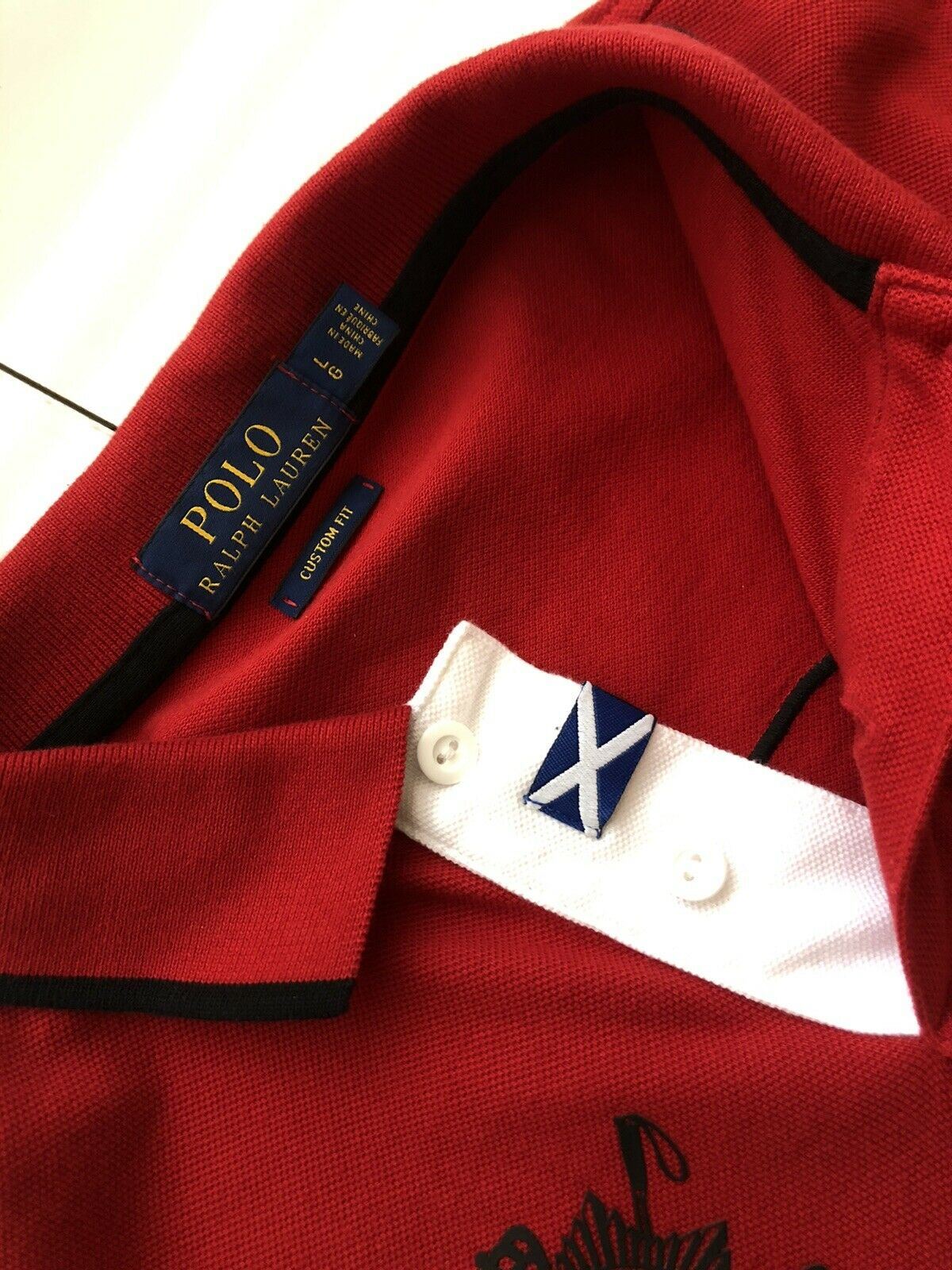 Polo Ralph Lauren Blackwatch Rotes Poloshirt mit individueller Passform L