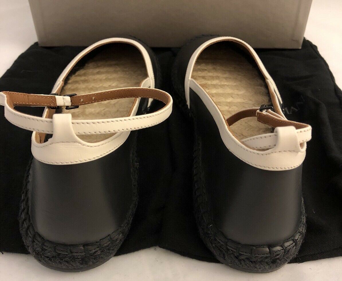 NIB $425 Giorgio Armani Leather Women's Black Ankle Strap Flats 12 US X1S010