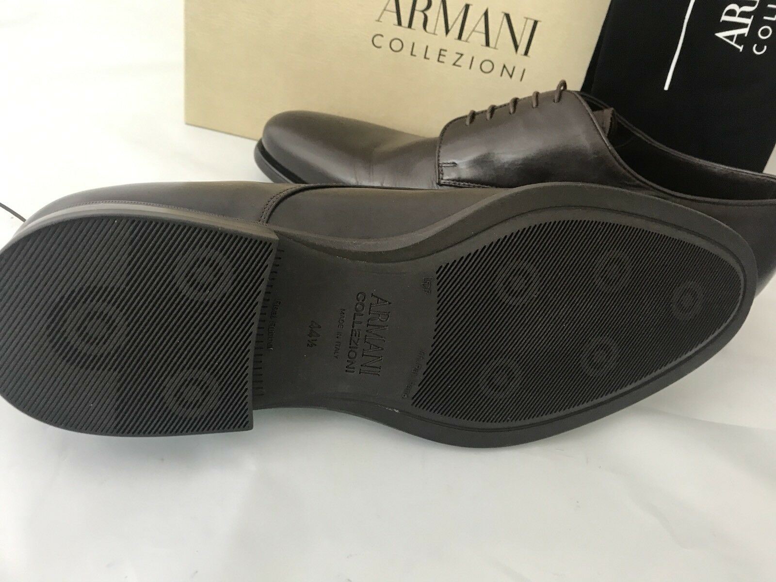 NIB $795 Armani Collezioni Leather Men’s Shoes Brown 12.5 US 45.5 Eu Italy