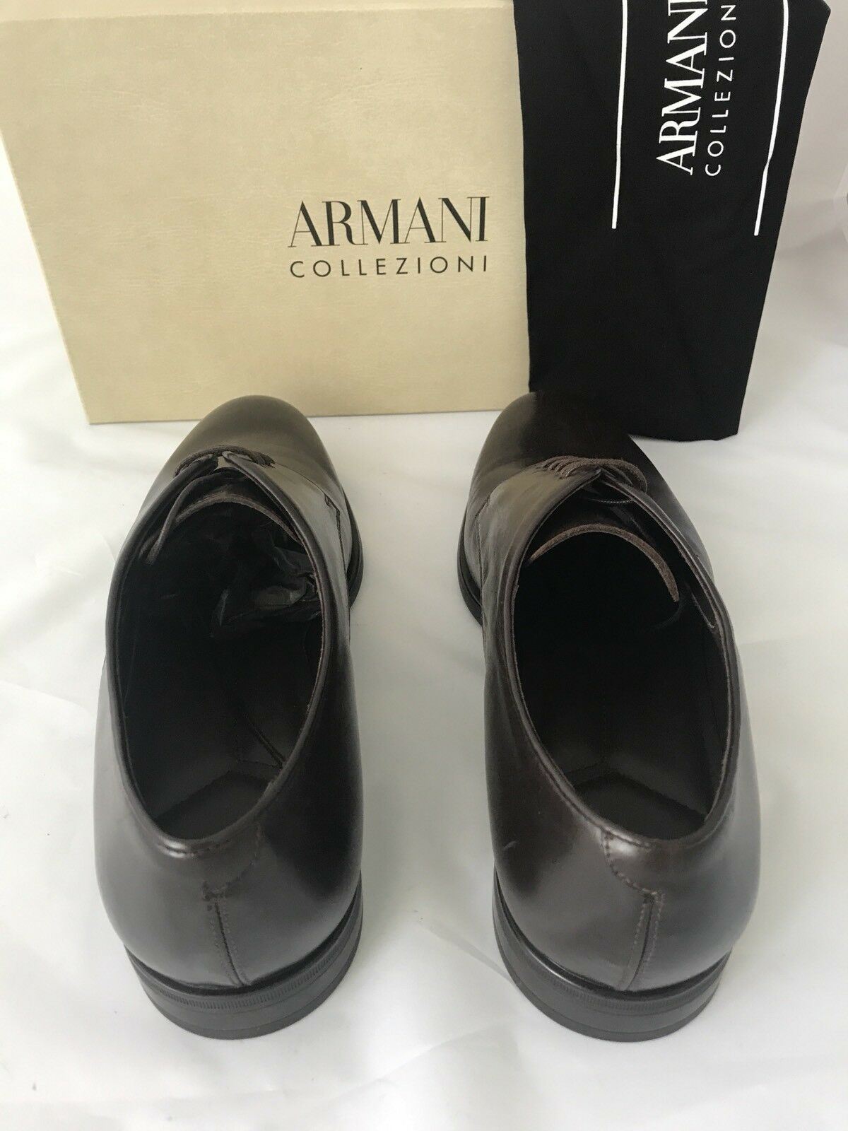 NIB $795 Armani Collezioni Leather Men’s Shoes Brown 12.5 US 45.5 Eu Italy