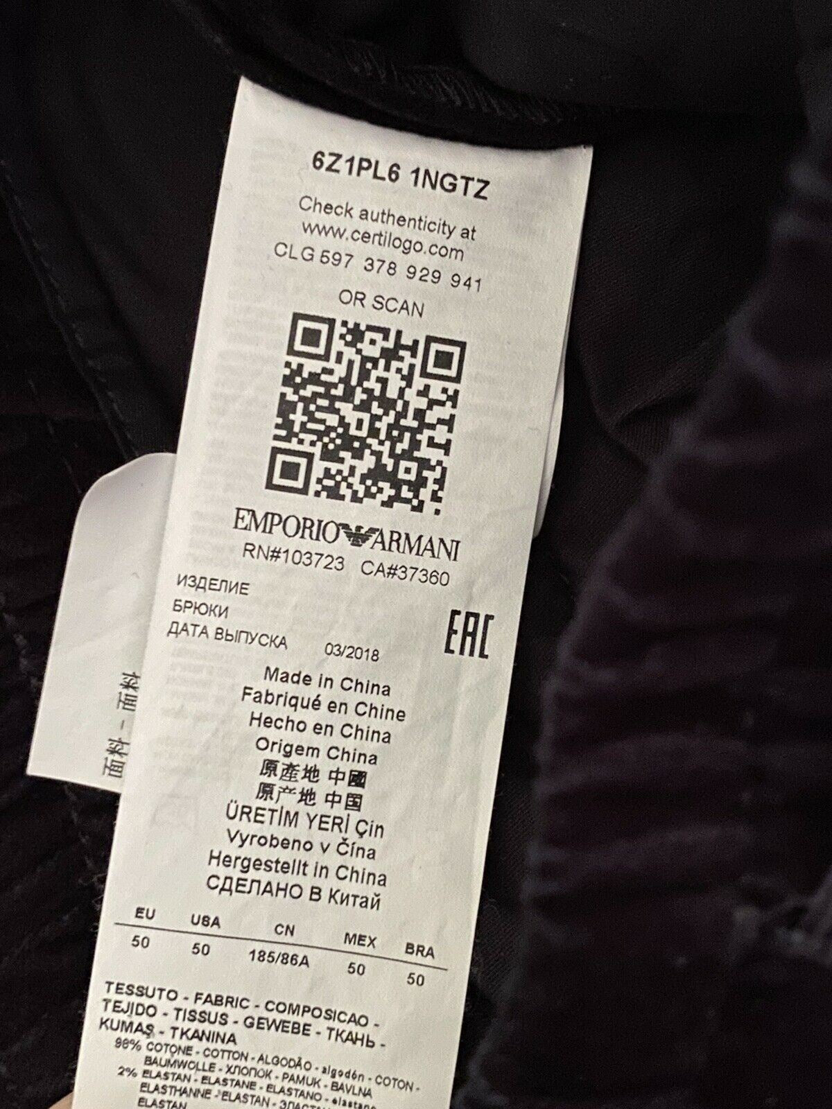 NWT $345 Emporio Armani Mens Black Casual Pants Size 34 US (50 Euro) 6Z1PL6
