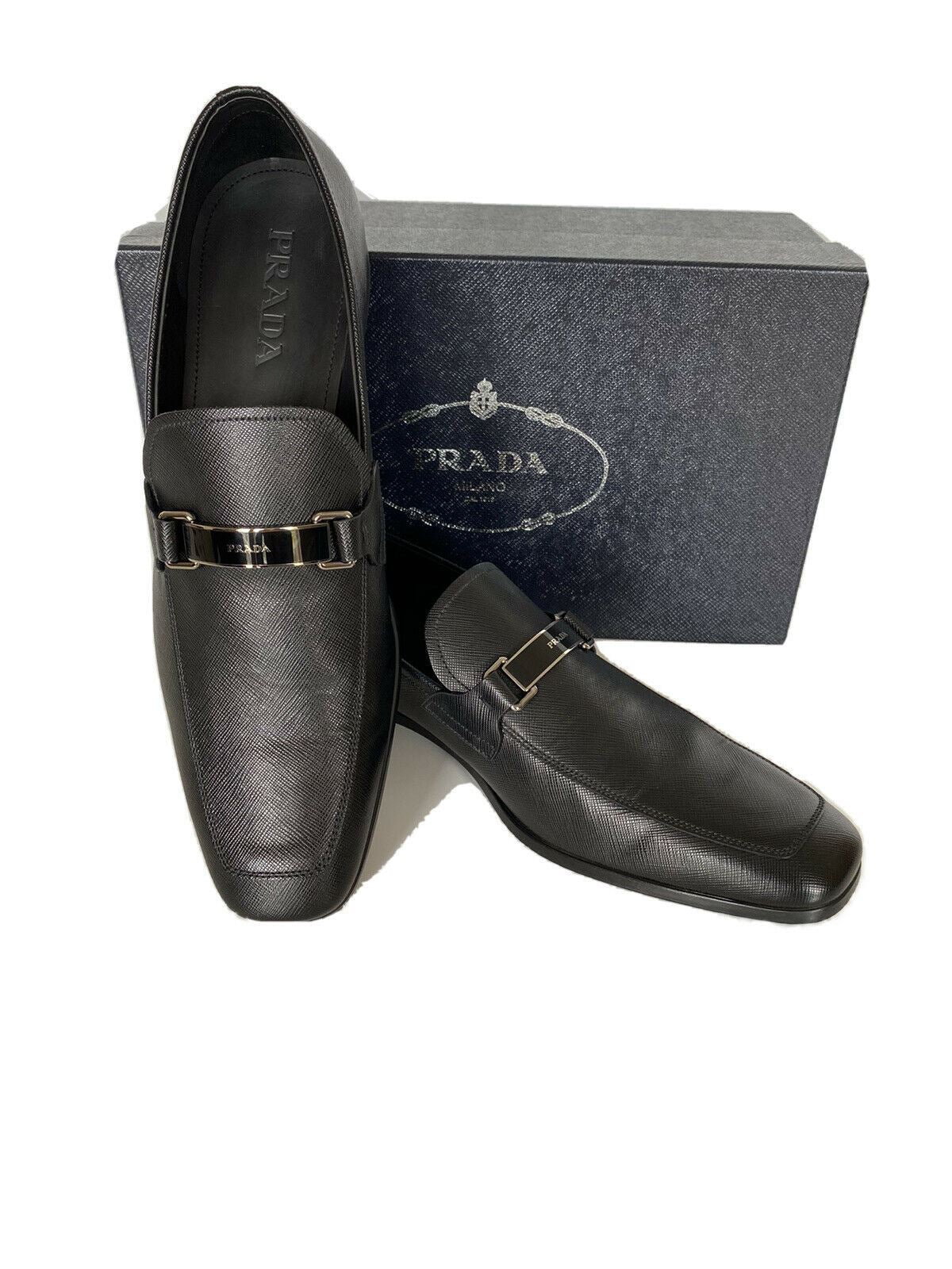 NIB PRADA Мужские черные кожаные туфли 12 США (Prada 11) 2DC135 Италия 