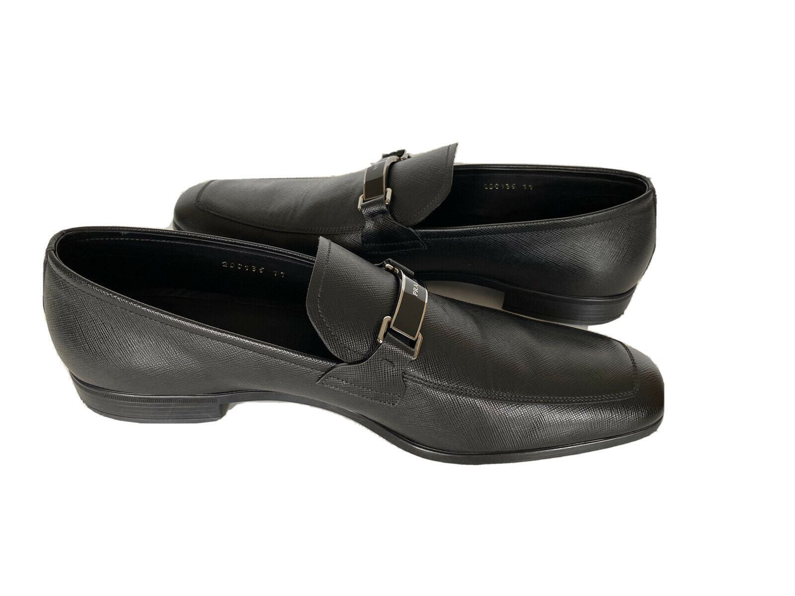NIB PRADA Men's Black Leather Shoes 12 US (Prada 11) 2DC135 Italy