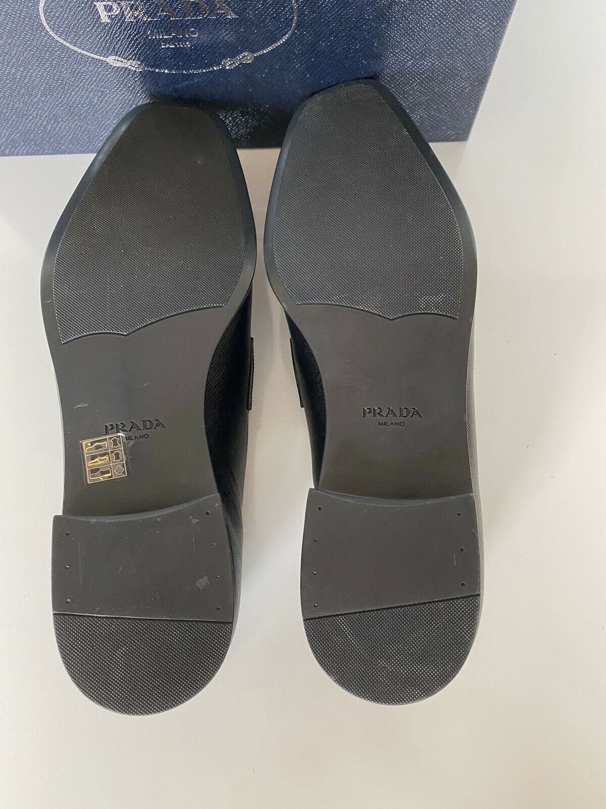 NIB PRADA Мужские черные кожаные туфли 12 США (Prada 11) 2DC135 Италия 