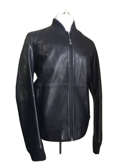 Neu mit Etikett: 600 $ Boss Hugo Boss Herren-Ledermanteljacke Blau 42R US (52R Eu) 
