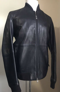 Neu mit Etikett: 600 $ Boss Hugo Boss Herren-Ledermanteljacke Blau 42R US (52R Eu) 