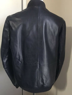 Neu mit Etikett: 600 $ Boss Hugo Boss Herren-Ledermanteljacke Blau 42R US (52R Eu) 