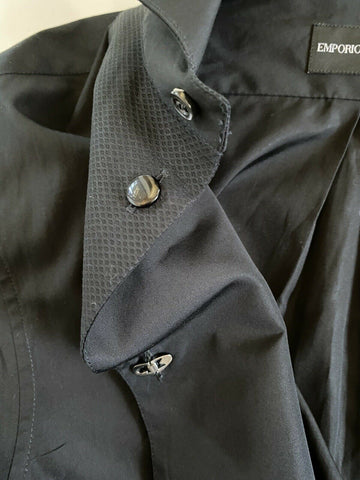 NWT 525 долларов США Emporio Armani, черная классическая рубашка с корейским воротником, размер 40/15,75 11CS3T