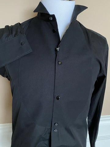 NWT 525 долларов США Emporio Armani, черная классическая рубашка с корейским воротником, размер 40/15,75 11CS3T