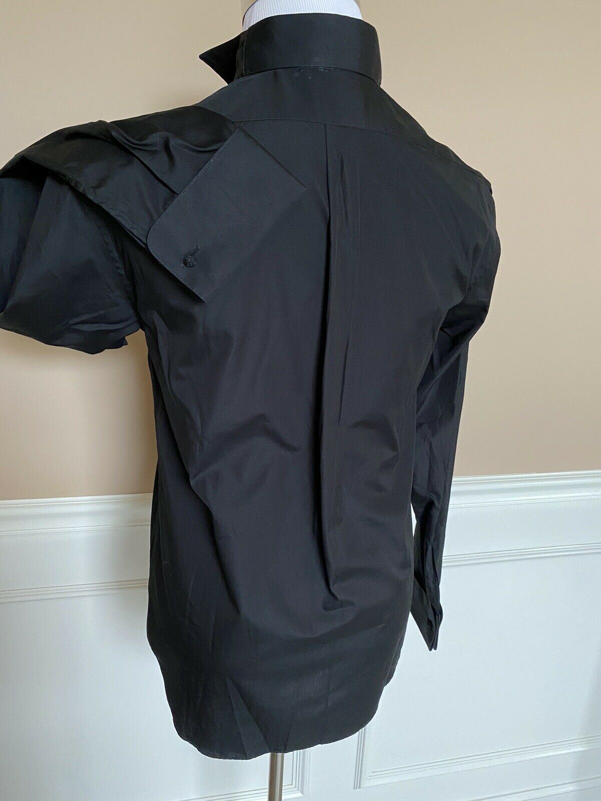 NWT $525 Emporio Armani Korean-Necked Black Dress Shirt  Size 40/15.75 11CS3T
