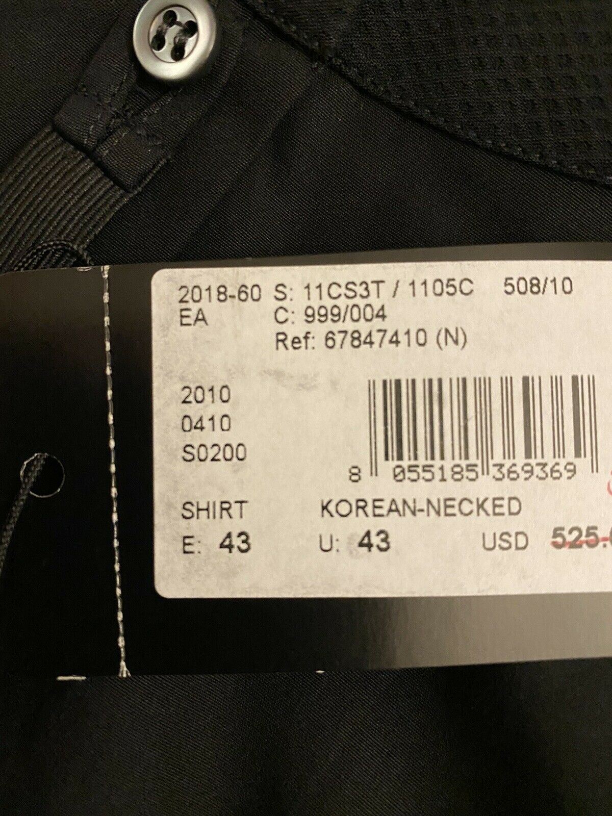NWT $525 Emporio Armani Korean-Necked Black Dress Shirt  Size 43/17 11CS3T