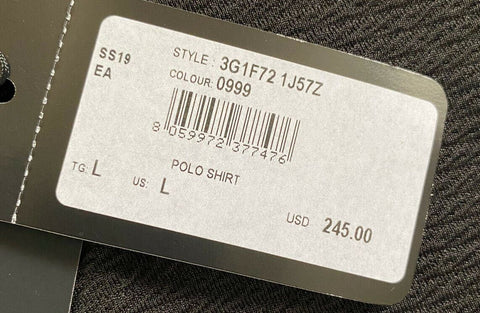 NWT $245 Emporio Armani Short Sleeve Black Polo Shirt 3G1F72