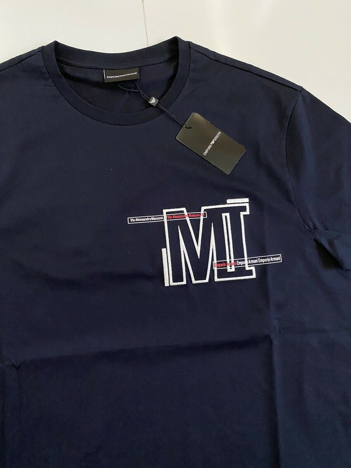 NWT $195 Emporio Armani Men's Short Sleeve Manzoni 31 Blue T-Shirt 2XL 3G1TM2