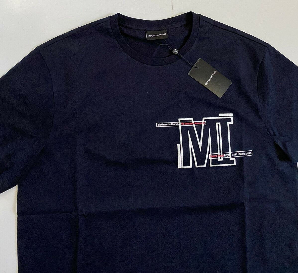 NWT $195 Emporio Armani Men's Short Sleeve Manzoni 31 Blue T-Shirt 2XL 3G1TM2