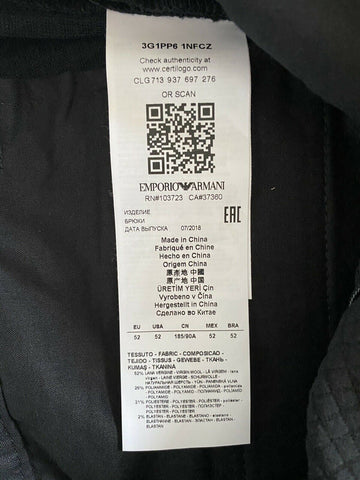 NWT $445 Emporio Armani Mens Black Casual Pants Size 36 US (52 Euro) 3G1PP6