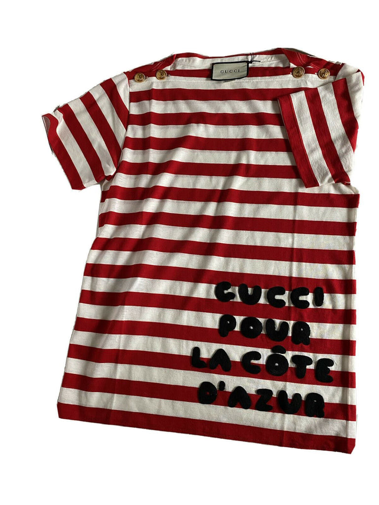 Neu mit Etikett: Gucci Damen-Top in Rot/Weiß, Größe 8, hergestellt in Italien
