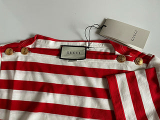 Neu mit Etikett: Gucci Damen-Top in Rot/Weiß, Größe 8, hergestellt in Italien