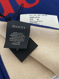 Neu mit Etikett: Gucci Guccium Blauer Woll-/Seidenschal 525559 35x180 Hergestellt in Italien 