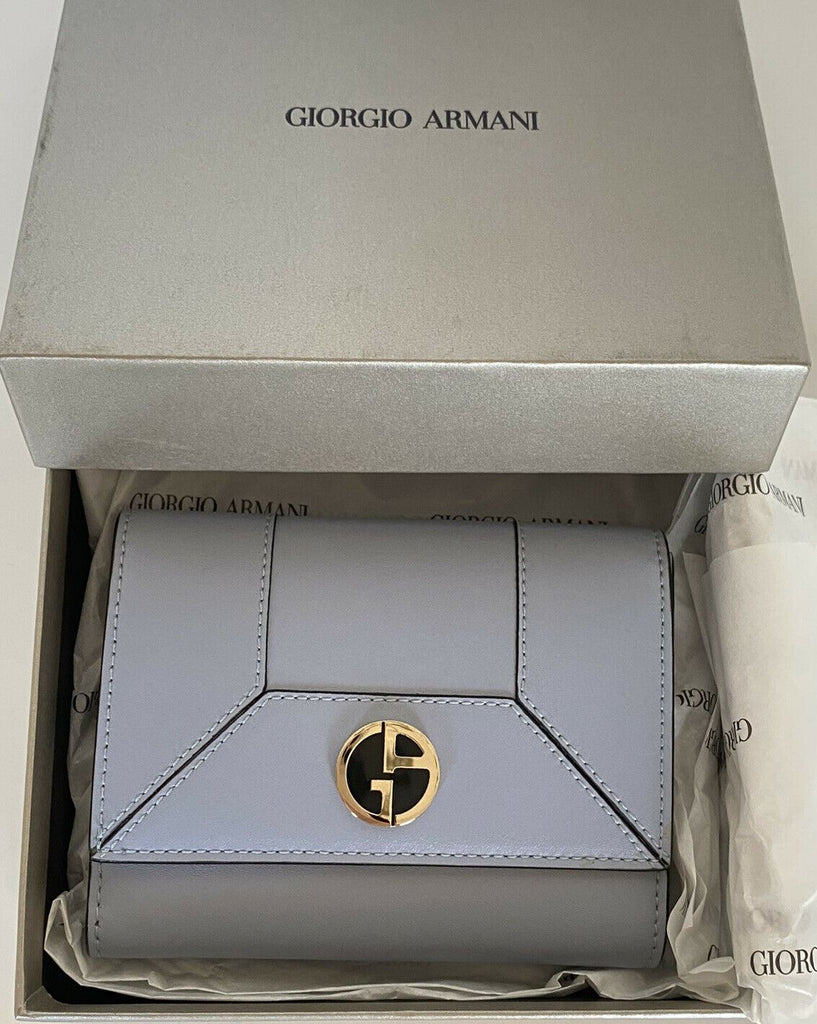 NIB 645 $ Giorgio Armani Damenbrieftasche aus blauem Leder Y1H277 Italien 