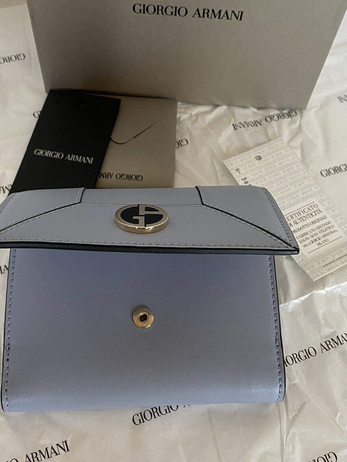 NIB 645 $ Giorgio Armani Damenbrieftasche aus blauem Leder Y1H277 Italien 
