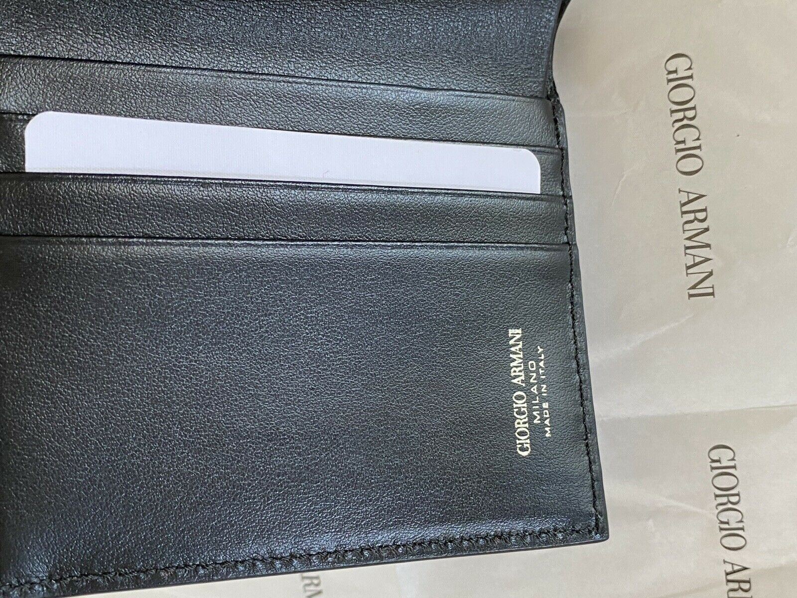 NIB $645 Giorgio Armani Blue Leather Women's Wallet Y1H277 Italy