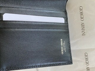 NIB 645 $ Giorgio Armani Damenbrieftasche aus blauem Leder Y1H277 Italien 