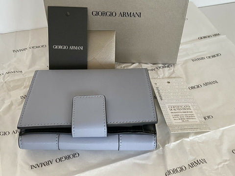NIB $645 Giorgio Armani Blue Leather Women's Wallet Y1H277 Italy