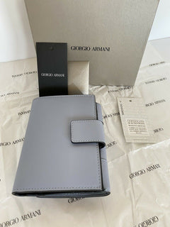 NIB 645 $ Giorgio Armani Damenbrieftasche aus blauem Leder Y1H277 Italien 