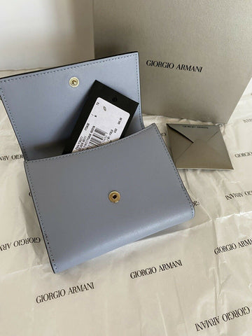NIB $645 Giorgio Armani Blue Leather Women's Wallet Y1H277 Italy