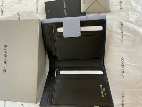 NIB $645 Giorgio Armani Blue Leather Women's Wallet Y1H277 Italy