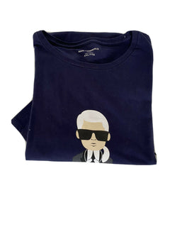 NWT Karl Lagerfeld Paris Karl Caricature Tee T Shirt Men 2XL Blue