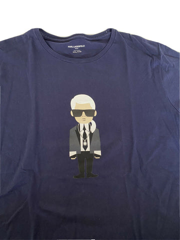 NWT Karl Lagerfeld Paris Karl Caricature Tee T Shirt Men 2XL Blue