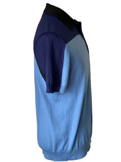 Neu mit Etikett: 980 $ Prada Kurzarm-Poloshirt aus Wolle in Blau UMA950 Hergestellt in Italien