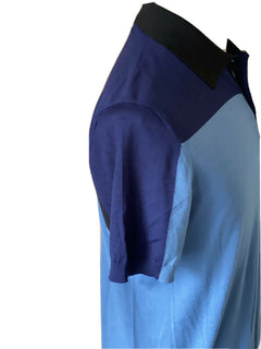 Neu mit Etikett: 980 $ Prada Kurzarm-Poloshirt aus Wolle in Blau UMA950 Hergestellt in Italien