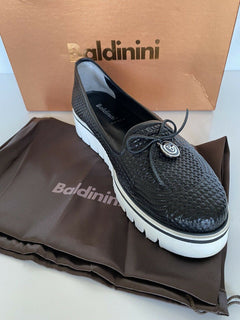Baldinini Damen-Espadrilles aus schwarzem Leder, 39 Eu, hergestellt in Italien, 799156 
